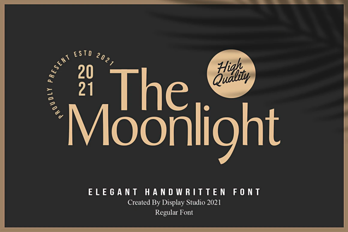The Moonlight elegant retro-modern font displayed with clean geometric lettering and subtle vintage accents on a dark minimalist background.