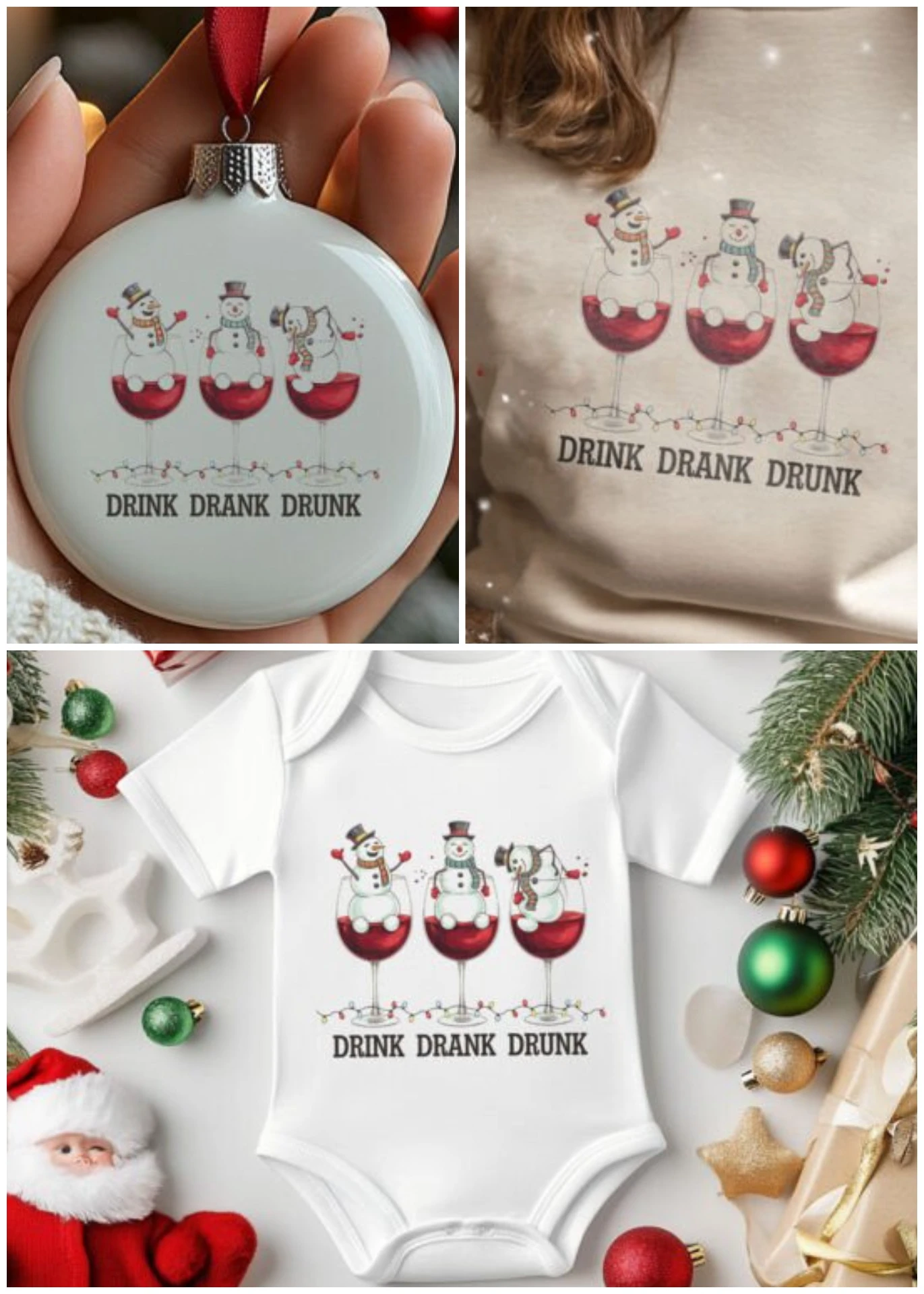 Festive Drink Drank Drunk Christmas Wine PNG for sublimation, printing, crafting, and POD. High-quality 300 DPI, instant download.
