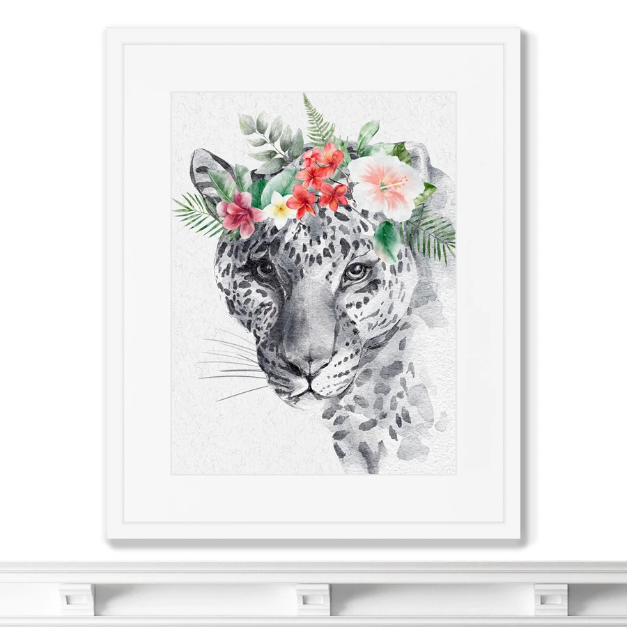 Watercolor Animal Portraits and Flowers – Elegant Clipart for Print & Design