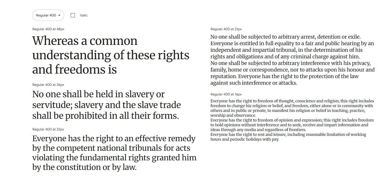 Merriweather, a serif font by Eben Sorkin, is great for on-screen reading, especially for long articles